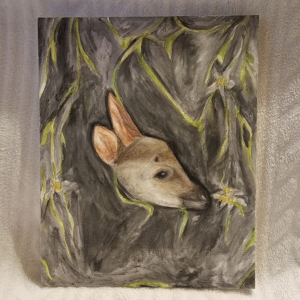 Serene Deer Head Wall Art in Gray and Green